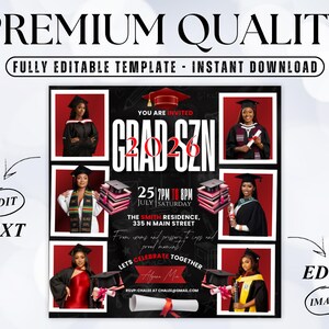 Graduate Flyer, Graduation Party Flyer, Graduation Invitation, College Decision, Class of 2025 Flyer, Senior Grad Announce, Canva Editable image 2