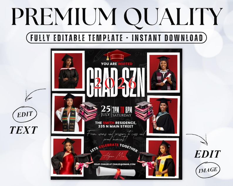 Graduate Flyer, Graduation Party Flyer, Graduation Invitation, College Decision, Class of 2025 Flyer, Senior Grad Announce, Canva Editable image 2