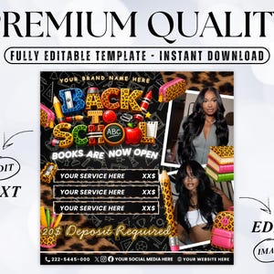 Back To School Flyer, Back To School Bookings Flyer, Back To School Sale Flyer, Back To School Hair Flyer, Back 2 School Flyer,cheetah print image 3