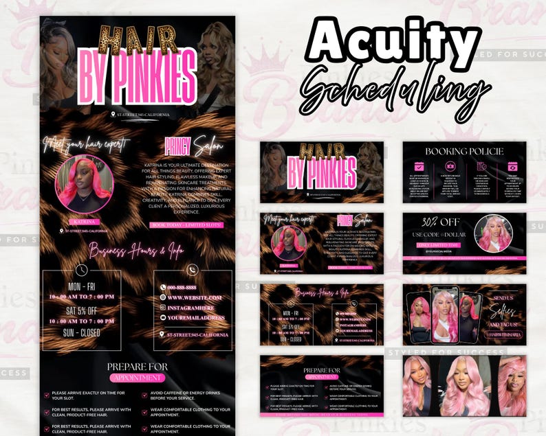 Acuity-planningssjabloon, boekingswebsite voor haarstylist, bewerkbaar in canva, Lash Tech, Nail Tech afbeelding 2