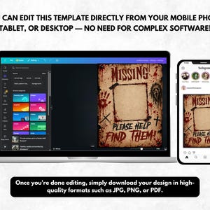 Editable Missing Poster Template, Halloween Mystery Party Sign, DIY Missing Person Flyer, Detective or Wanted Party Canva Template