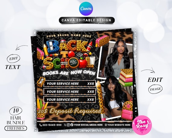 Back To School Flyer, Back To School Bookings Flyer, Back To School Sale Flyer, Back To School Hair Flyer, Back 2 School Flyer,cheetah print
