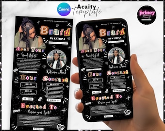 Plantilla de programación Acuity para estilistas, plantilla de programación Acuity, plantilla de sitio de reservas para estilistas de trenzas, plantilla de programación Acuity, trenzas