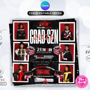 Graduate Flyer, Graduation Party Flyer, Graduation Invitation, College Decision, Class of 2025 Flyer, Senior Grad Announce, Canva Editable