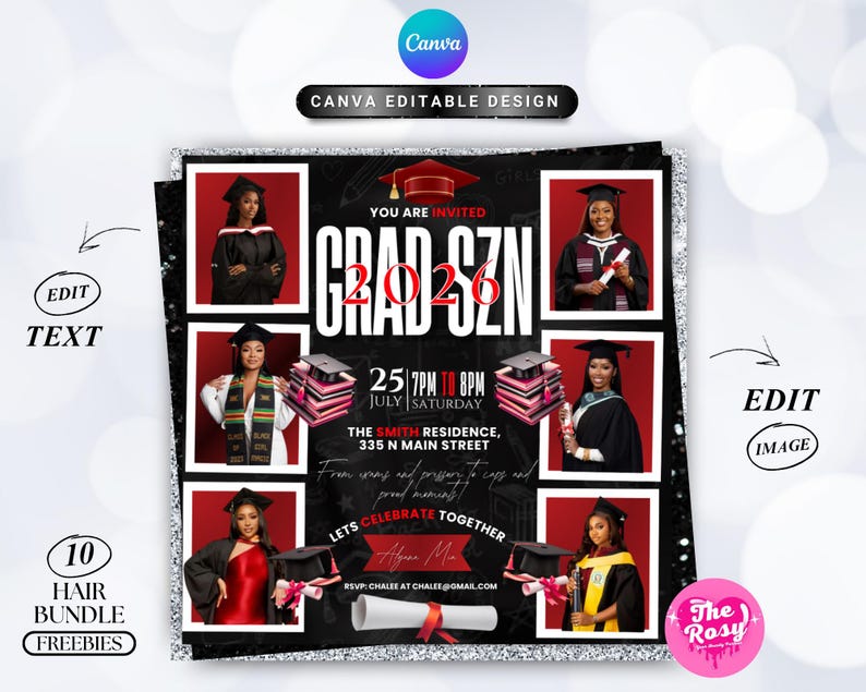 Graduate Flyer, Graduation Party Flyer, Graduation Invitation, College Decision, Class of 2025 Flyer, Senior Grad Announce, Canva Editable
