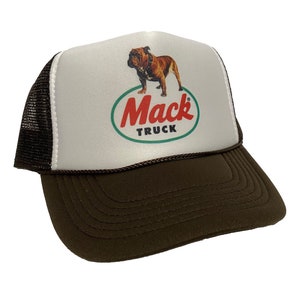 Mack Trucks Trucker Hat | Trendy Trucker Mesh Hat | Brown Hat | Retro Vintage Style Mesh Hat | Adjustable Foam Hat | Snapback Trucker Hat