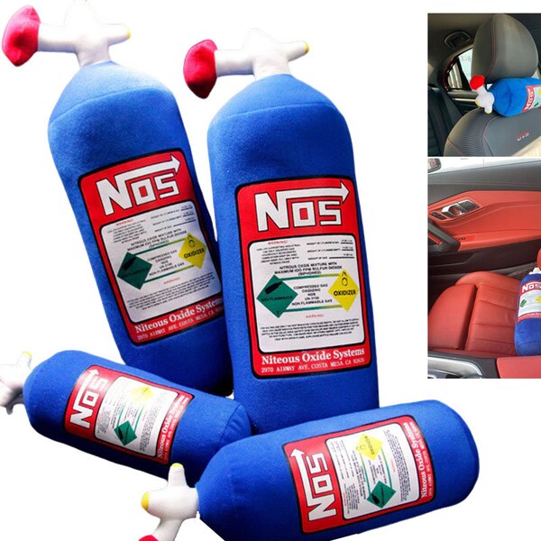 NOS Nitrogen Bottle Custom Plush Toys Pillow Stuffed Soft Car Decor Headrest Backrest Seat Neck  Dad Gift Car Lovers Car Passion Drift Race