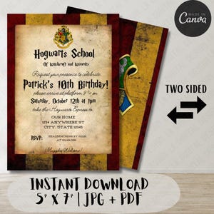 Invitación de cumpleaños de la escuela de magos: edita, invita y celebra