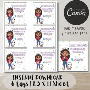 Cat-Tastic Dollhouse Party Favor Tags- Digital Download-Edit & Thank Your Friends for Celebrating!