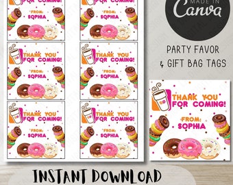 Donuts and Coffee Lover's Party Favor Tags- Edit, Party and Thank Your Guests!