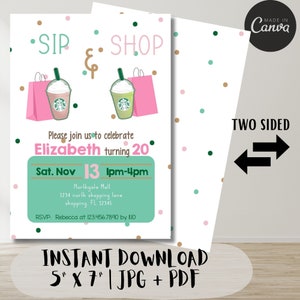Ultimate Sip & Shop Invitation Digital Template- Edit, Sip, Shop and Celebrate!