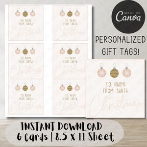 Minimalist Christmas Gift Tags - Printable Merry Christmas Ornament Design