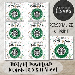 Kaffee Valentinstag Karten: Latte Design, personalisierbar, 6er Set (Printable)