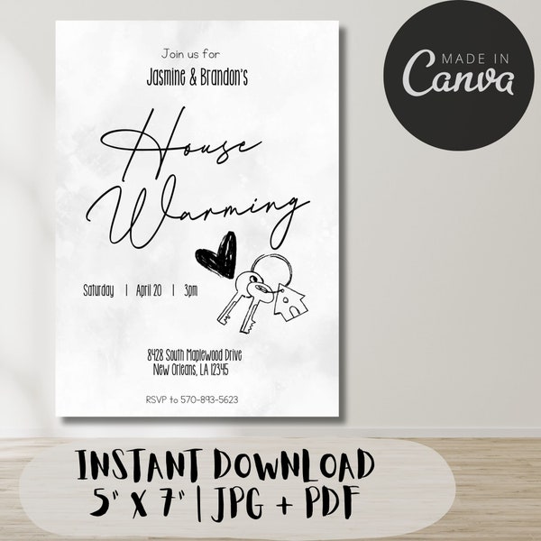 Keys to Happiness- House Warming Digital Invitation- Settle in & Celebrate!