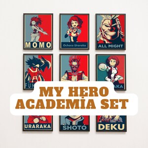 Affiche d'anime, ensemble d'affiches My Hero Academia, cadeau anime, art mural anime, décoration de chambre anime, impression d'art mural décoration d'intérieur, impression d'art mural, affiche manga