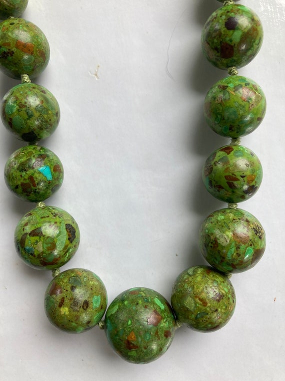 Vintage semi precious gemstone mossy green jasper 