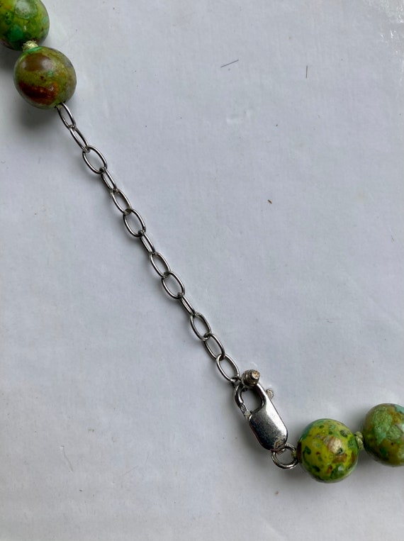 Vintage semi precious gemstone mossy green jasper… - image 6