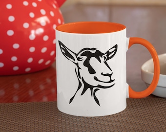 Taza de cerámica de cabra, regalo para amantes de los animales, decoración de cocina rústica, taza de café, taza de té, regalo para amantes de las cabras
