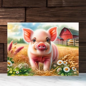 Farm Piglet Cutting Board – Rustic Farmhouse Kitchen Decor, Cute Country Animal Gift, Easter, Thanksgiving & Christmas Hostess Idea