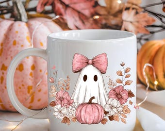 Keramische spookmok, Halloween-koffiekop, leuke spookachtige theemok, mok pompoen vlinderdas, drinkgerei herfstdecor