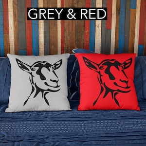 Cojín de cabra, divertido cojín de animales de granja, cojín decorativo, regalo para amantes de los animales, adorable decoración de habitación con cabra, 11 colores a elegir
