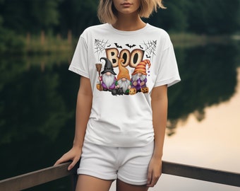 Halloween Gnome Tee, Spooky Season Gift, Cotton Shirt