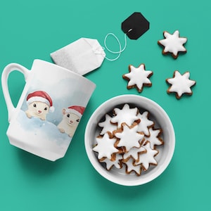 Cute Christmas Watercolor Animal Mug, Christmas Gift for Animal Lovers, Animal Mug for the Holidays, trendy Holiday Gift Animal Lovers Mug