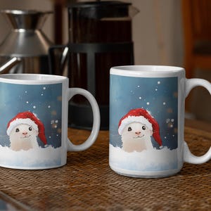 Cute Christmas Watercolor Animal Mug, Christmas Gift for Animal Lovers, Animal Mug for the Holidays, trendy Holiday Gift Animal Lovers Mug