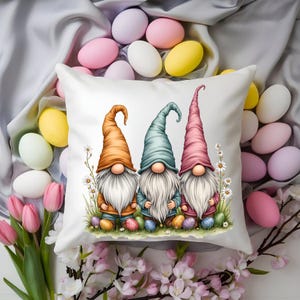 Lindo cojín decorativo de gnomo de Pascua para el hogar de primavera, decoración de Pascua, almohada navideña de primavera, divertido cojín de gnomo, almohada de gnomo de Pascua