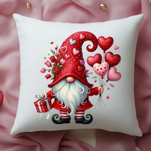 Almohada de gnomo de San Valentín, cojín decorativo de corazón, almohada de gnomo de amor, decoración del hogar del día de San Valentín, lindo regalo del día de San Valentín