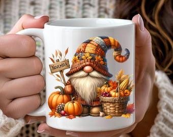 November Gnome Coffee Mug, Fall Harvest Decor