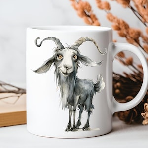 Cute Quirky Whimsical Goat Design, Funny Farm Animal Coffee Cup, Gift for Goat Lovers, Novelty Tea Mug, Animal Lover Kitchen, Farm Decor