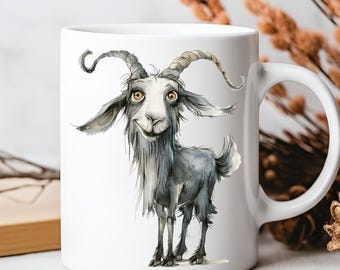 Taza coleccionable con diseño de cabra adorable, original y divertida. Ideal para amantes de las cabras. Taza de té novedosa, perfecta para la cocina de los amantes de los animales o para decorar una granja.