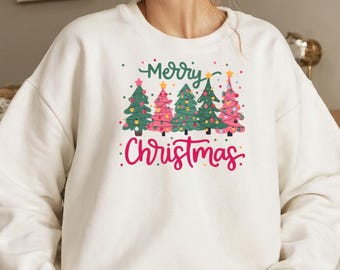 God Jul-tröja, festlig julgransdesign, mysiga julkläder