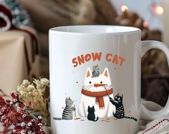 Winter Trend Mug, Cute Snow Cat Mug|Snowman Mug|Frozen Home Decor|Housewarming Mug, Cat Lovers Mug, Snowman Lovers Mug, Snowcat Mug