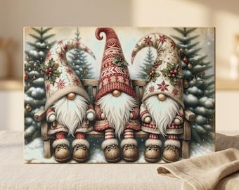 Christmas Gnome Glass Cutting Board, Winter Kitchen Decor, Holiday Gnome Gift, Tempered Glass Cutting Board, Farmhouse Christmas