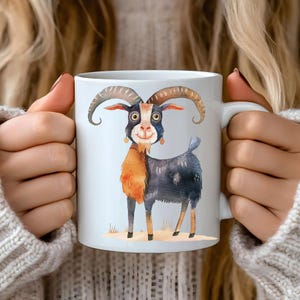 Cute Quirky Whimsical Goat Design, Funny Farm Animal Coffee Cup, Gift for Goat Lovers, Novelty Tea Mug, Animal Lover Kitchen, Farm Decor