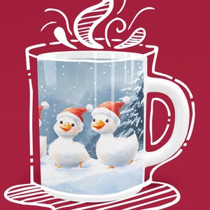 Cute Christmas Watercolor Animal Mug, Christmas Gift for Animal Lovers, Animal Mug for the Holidays, trendy Holiday Gift Animal Lovers Mug