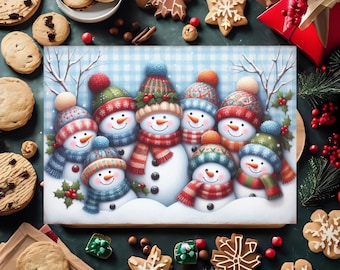 Schneemann Glas Schneidebrett, Weihnachten Küche Dekor, Urlaub Serviertablett, Festliches Käsebrett, Winter Geschenk, Schneemann Dekor, Urlaub
