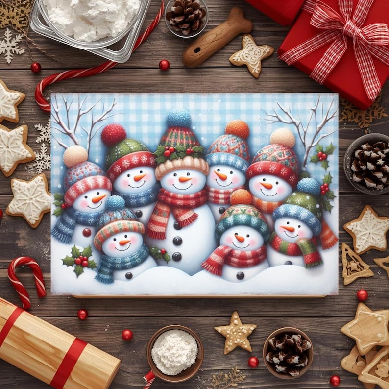 Snowman Glass Cutting Board, Christmas Kitchen Decor, Holiday Serving ...