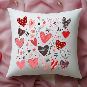 Almohada cuadrada con estampado de corazón, cojín decorativo para el día de San Valentín, almohada decorativa con el amor, funda de almohada con forma de corazón para San Valentín, decoración navideña para el hogar