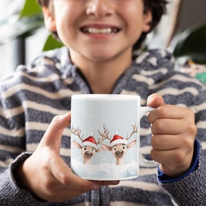 Cute Christmas Watercolor Animal Mug, Christmas Gift for Animal Lovers, Animal Mug for the Holidays, trendy Holiday Gift Animal Lovers Mug