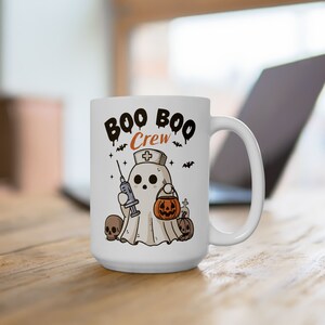 Halloween griezelige spookmok, medische Halloween mok, griezelige verpleegster Halloween mok, grappige dokter Halloween mok afbeelding 2