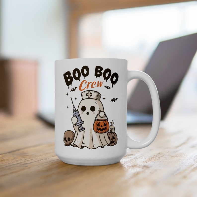 Halloween griezelige spookmok, medische Halloween mok, griezelige verpleegster Halloween mok, grappige dokter Halloween mok afbeelding 2
