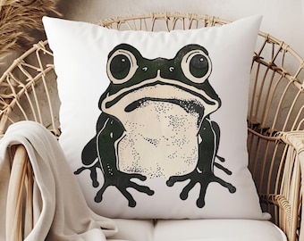 Frog Pillow,  Animal Lover Home Decor, Gift for Frog Fans, Nature Gift, Nature Pillow, Cute Frog Pillow, Simple Frog Pillow
