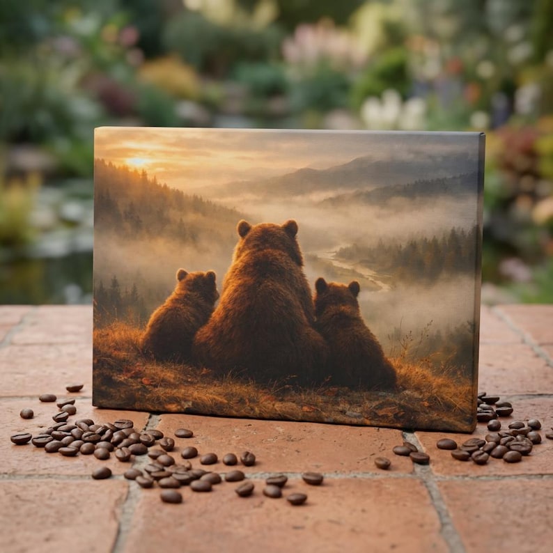 Scene Cutter Clacking Bear Family Glass Cutting Board, Rustic Woodland Kitchen Decor, Nature ...