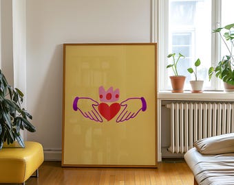 Éire Claddagh Print/Irish Print/ Trendy Wall Art/Funky Print/ Ireland Print/ Home/Bedroom/Kitchen/Living Room/Celtic Print/Irish Gift/Decor