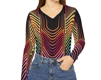 Sporty V-Neck Long Sleeve Shirt: Women's Activewear Top