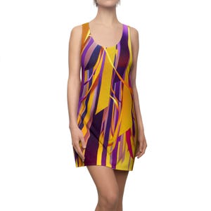Colorful Ribbons Racerback Dress: Summer Sleeveless Polyester