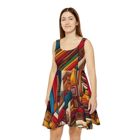patchwork skater dress Patchwork Pattern Women's Skater Dress | All-over Print